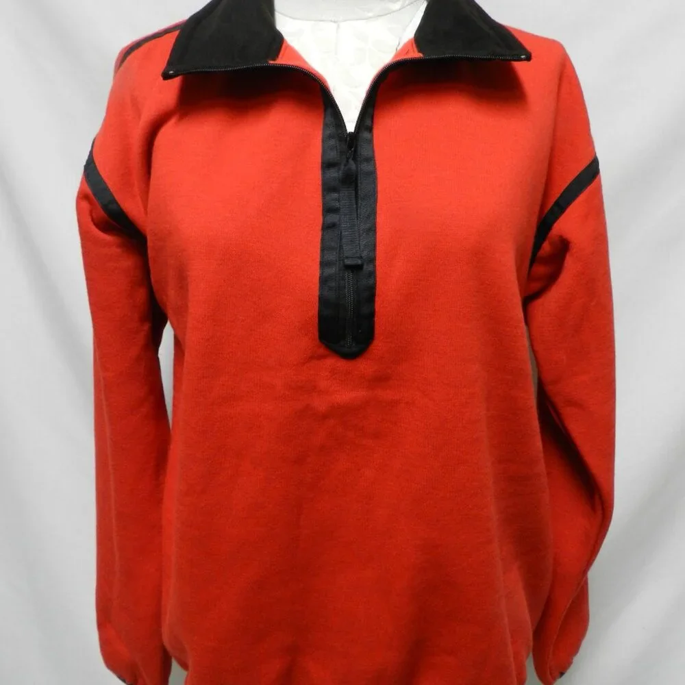 North Face Vintage sweatshirt red 1/4 Zip Fleece Lined Size Sz Medium Md M
